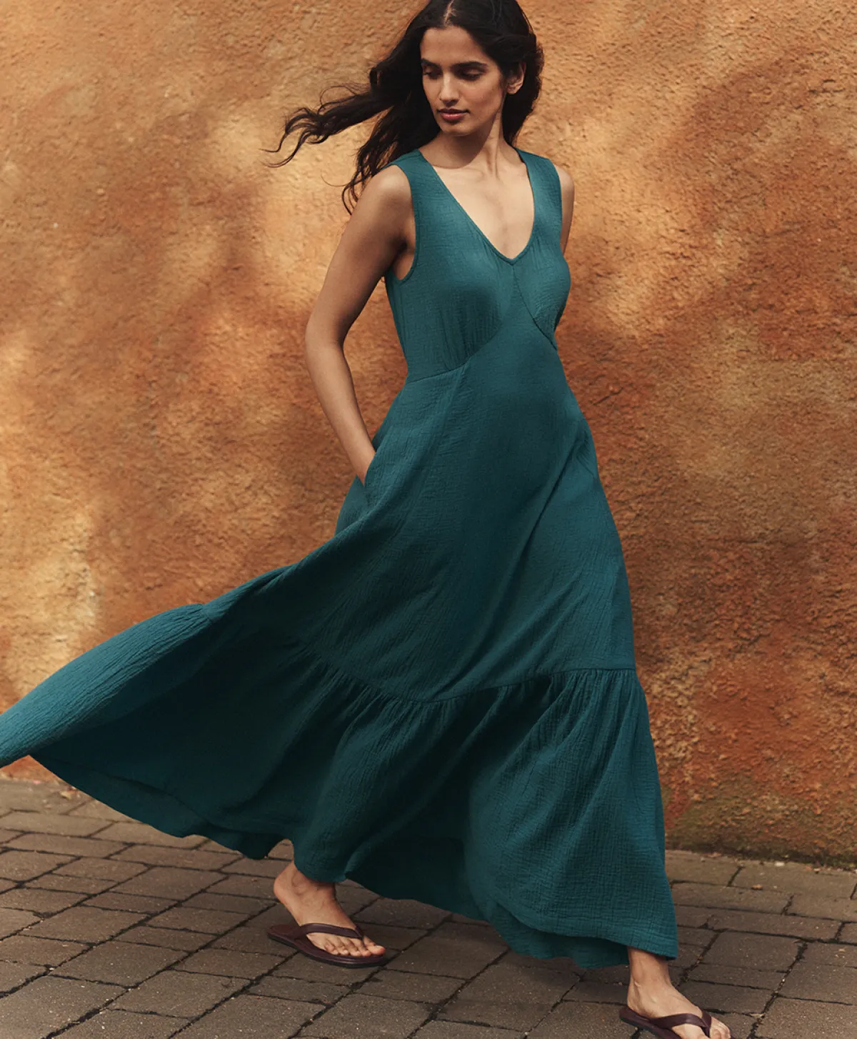 Women Pact Organic Coastal Double Gauze Beach To Brunch Maxi Dress