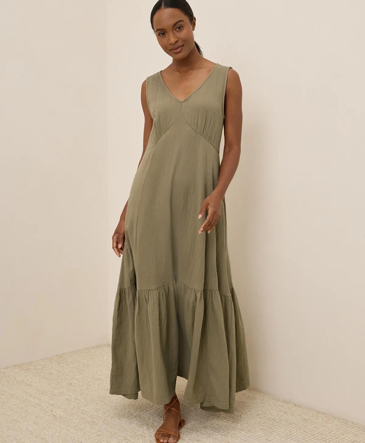 Women Pact Organic Coastal Double Gauze Beach To Brunch Maxi Dress