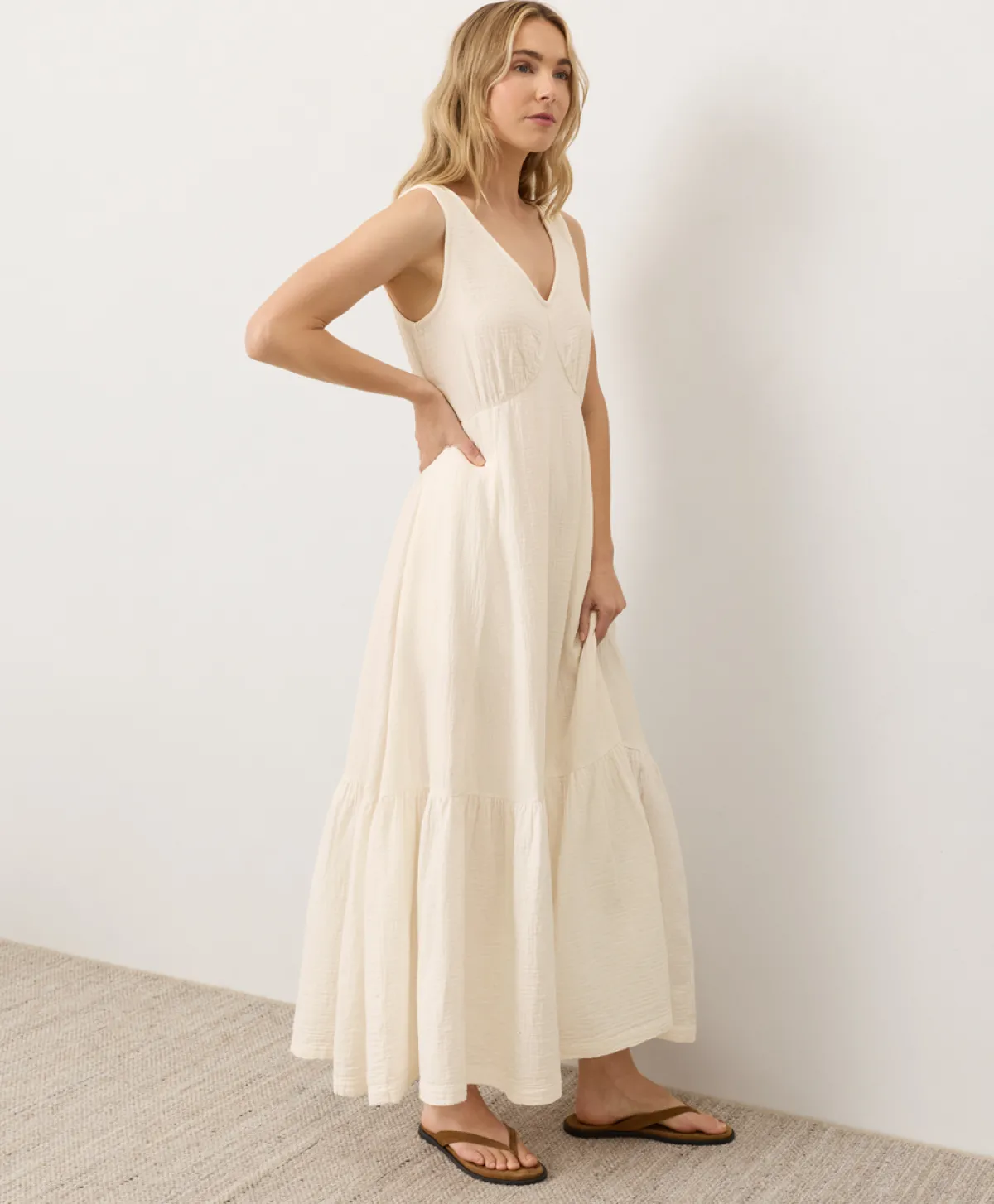 Women Pact Organic Coastal Double Gauze Beach To Brunch Maxi Dress