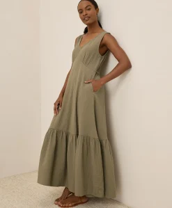 Women Pact Organic Coastal Double Gauze Beach To Brunch Maxi Dress