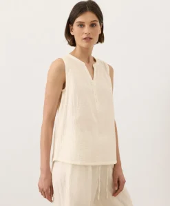Women Pact Organic Coastal Double Gauze Henley Tank