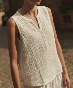 Women Pact Organic Coastal Double Gauze Henley Tank