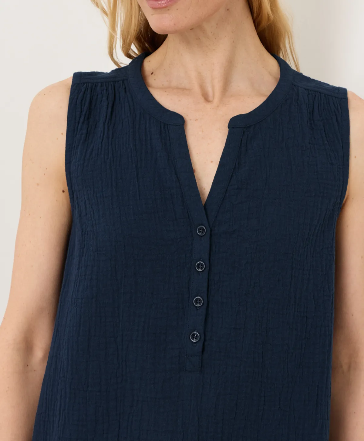 Women Pact Organic Coastal Double Gauze Henley Tank