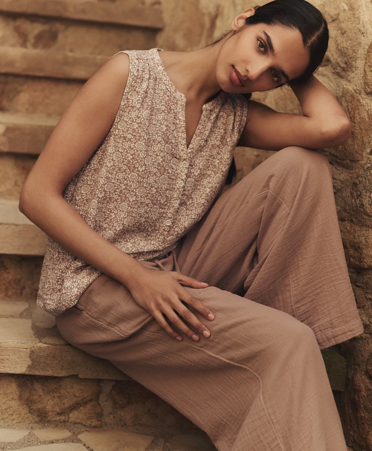 Women Pact Organic Coastal Double Gauze Henley Tank