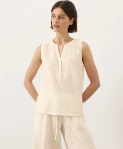 Women Pact Organic Coastal Double Gauze Henley Tank