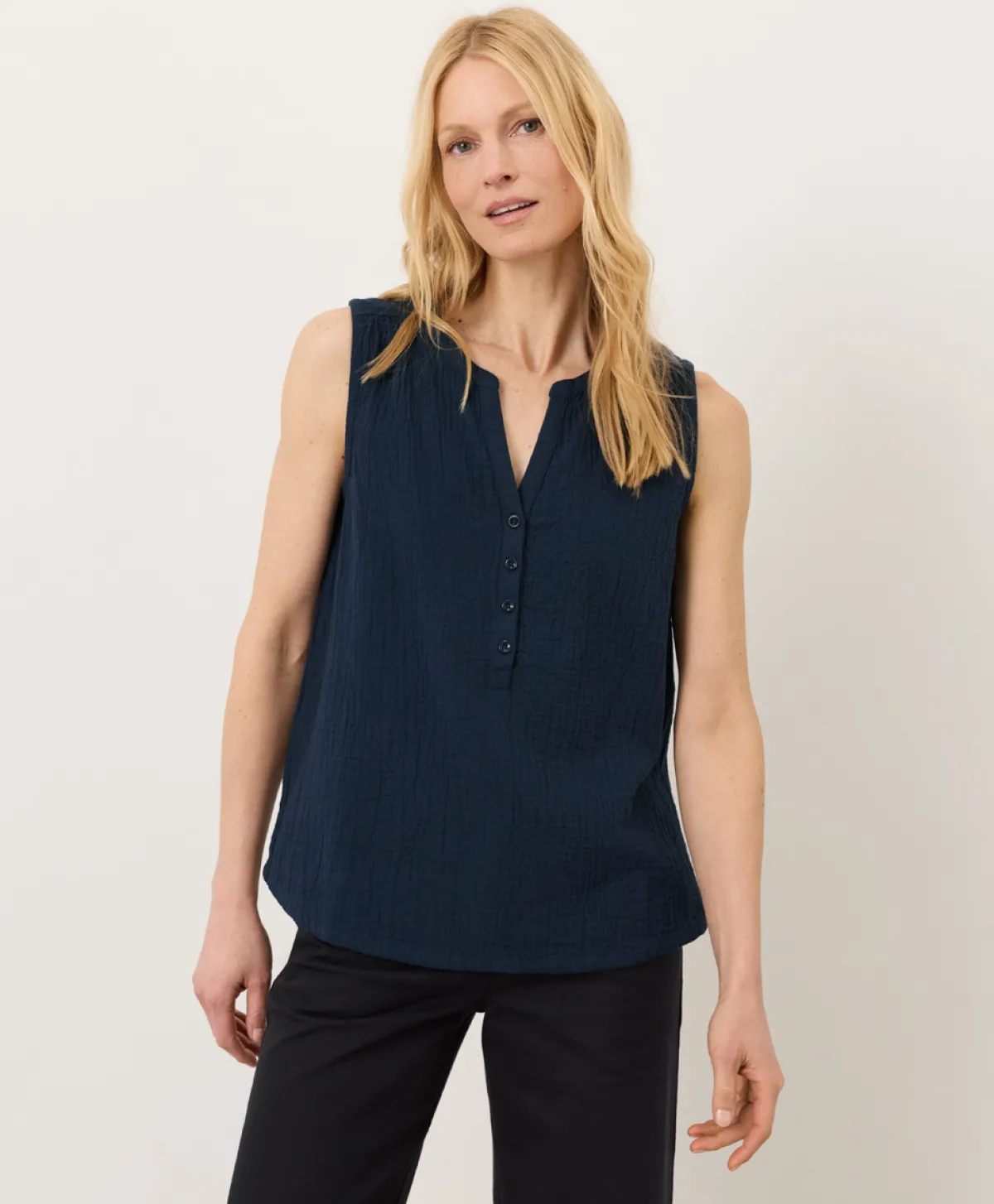 Women Pact Organic Coastal Double Gauze Henley Tank