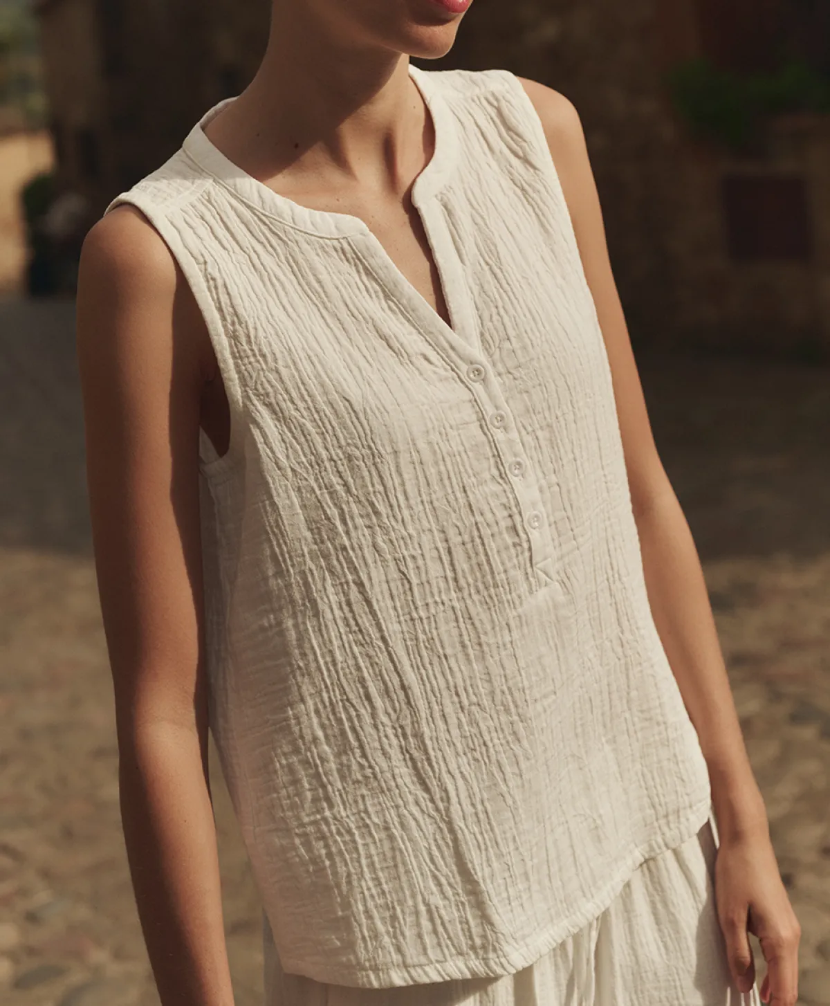 Women Pact Organic Coastal Double Gauze Henley Tank