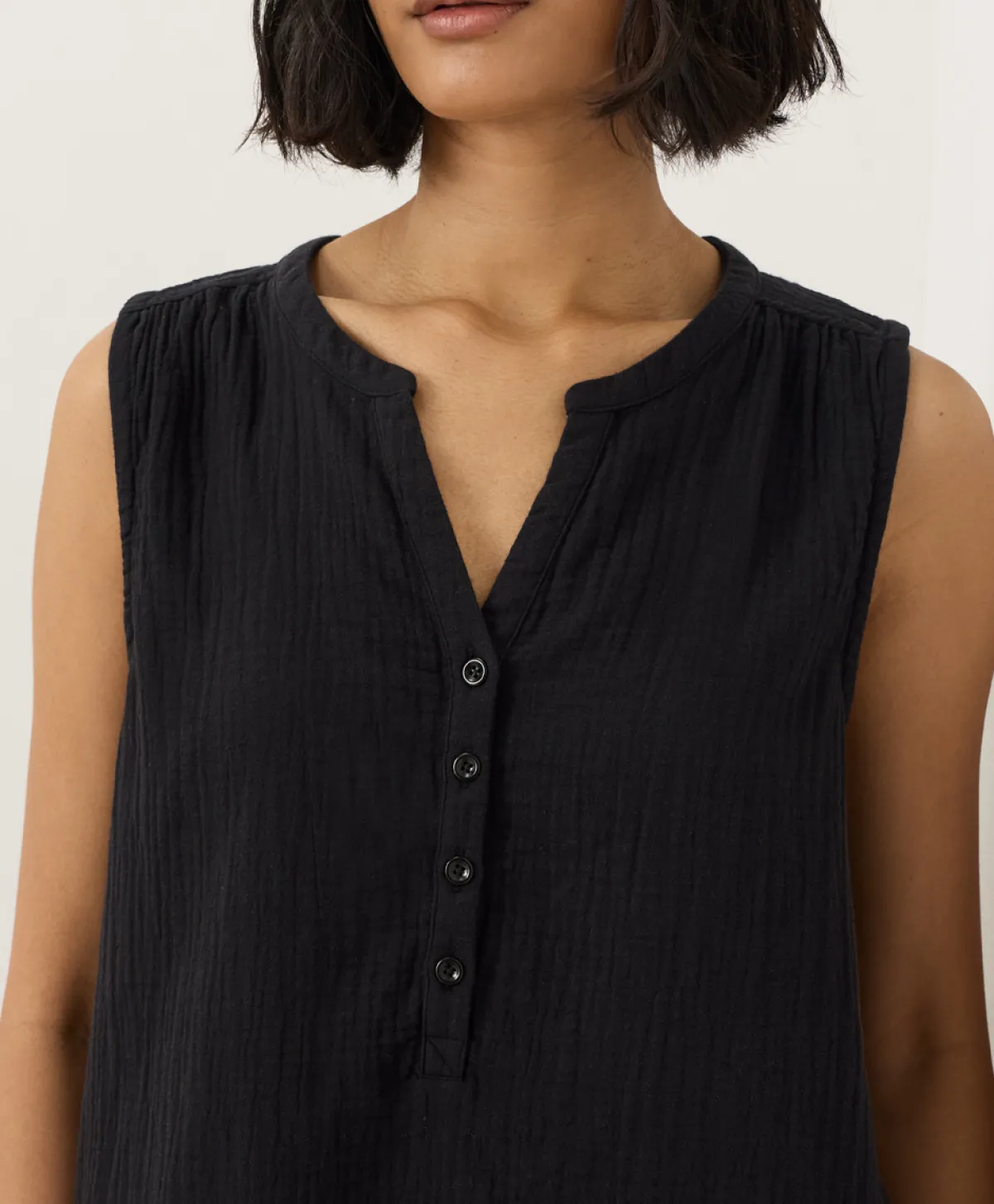 Women Pact Organic Coastal Double Gauze Henley Tank