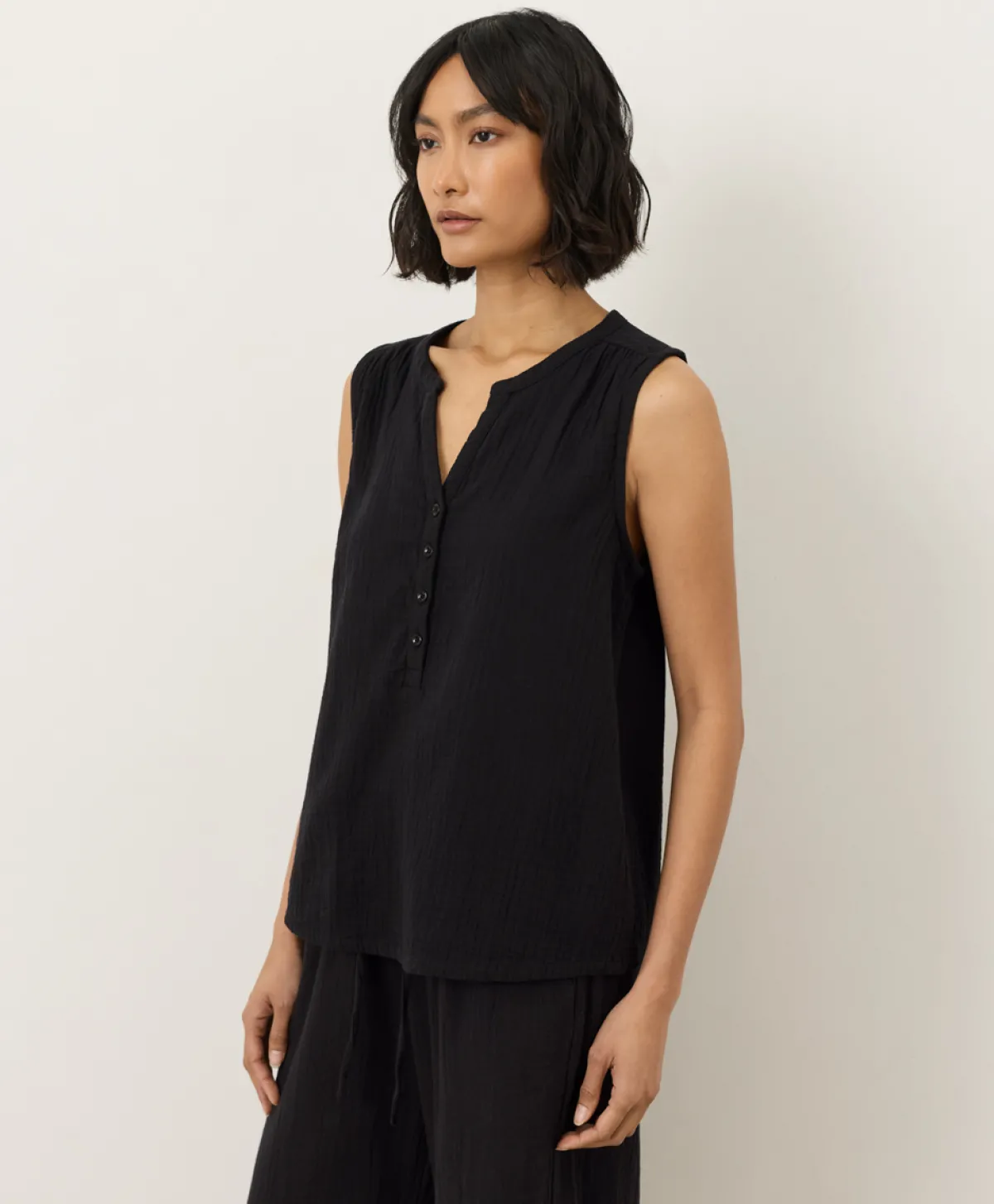 Women Pact Organic Coastal Double Gauze Henley Tank