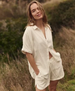 Women Pact Organic Coastal Double Gauze Oversized Shirt