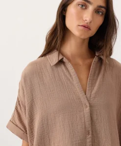 Women Pact Organic Coastal Double Gauze Oversized Shirt