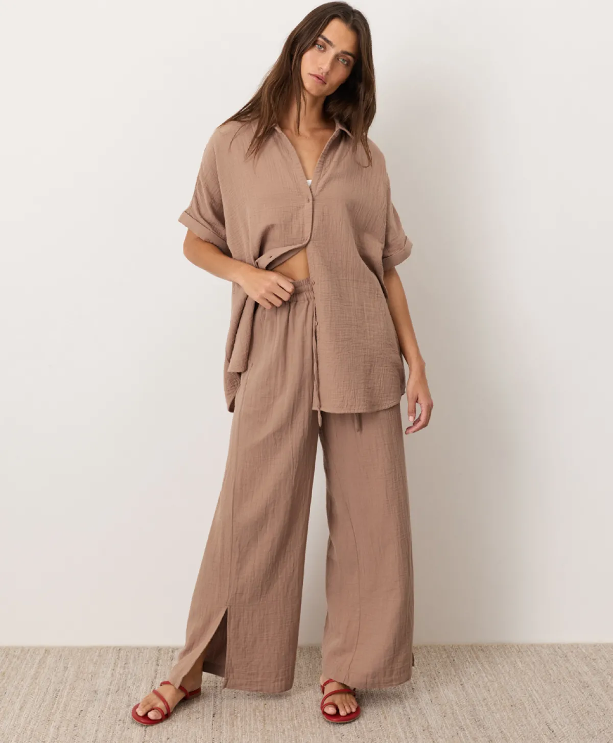Women Pact Organic Coastal Double Gauze Oversized Shirt