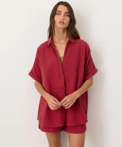 Women Pact Organic Coastal Double Gauze Oversized Shirt