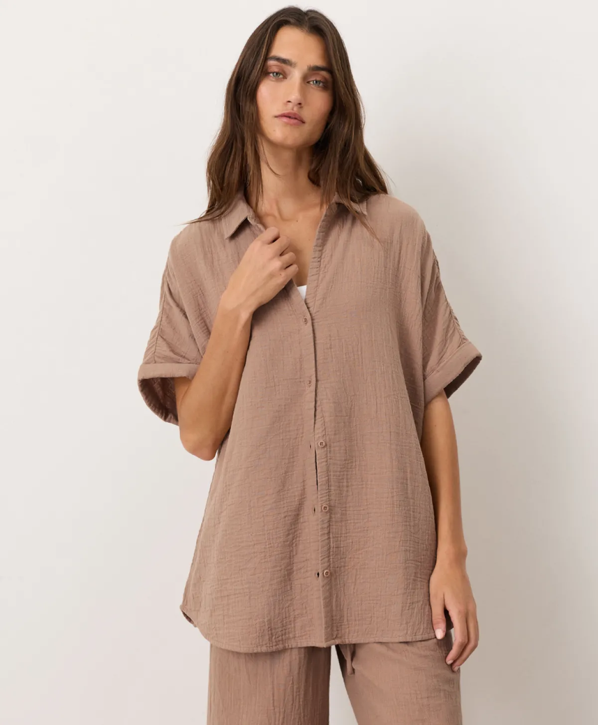 Women Pact Organic Coastal Double Gauze Oversized Shirt