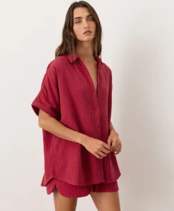 Women Pact Organic Coastal Double Gauze Oversized Shirt