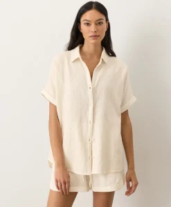 Women Pact Organic Coastal Double Gauze Oversized Shirt