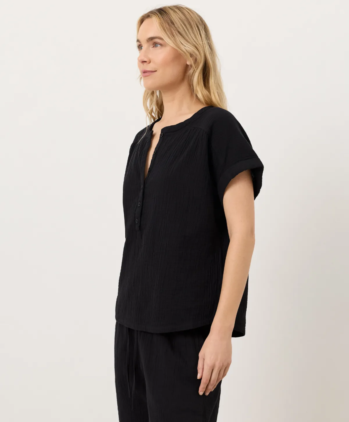 Women Pact Organic Coastal Double Gauze Short Sleeve Popover