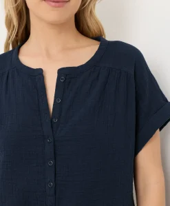 Women Pact Organic Coastal Double Gauze Short Sleeve Popover