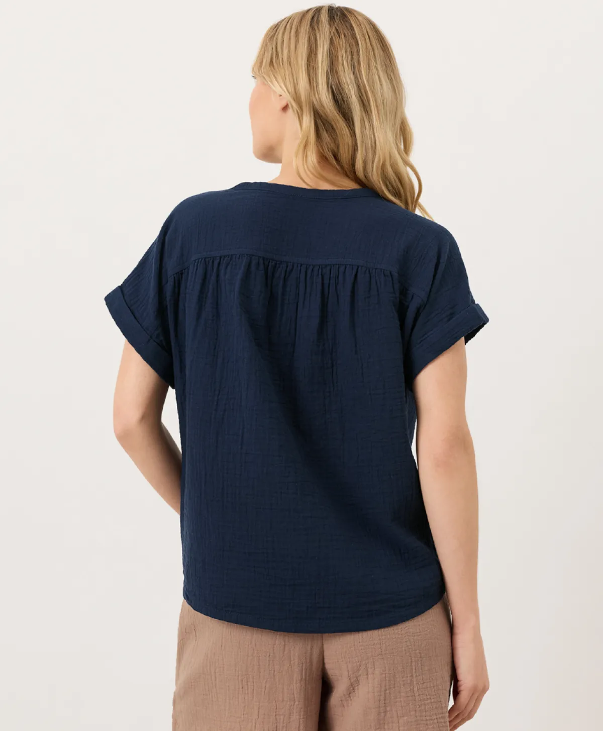 Women Pact Organic Coastal Double Gauze Short Sleeve Popover