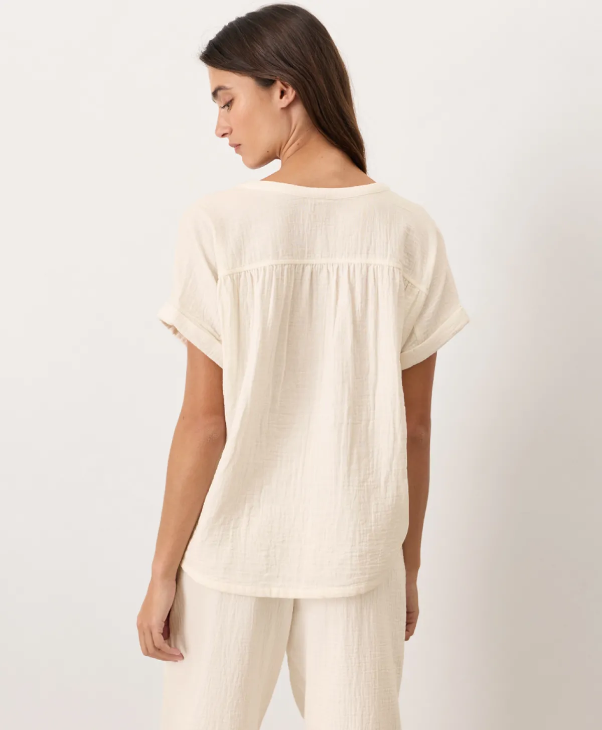 Women Pact Organic Coastal Double Gauze Short Sleeve Popover