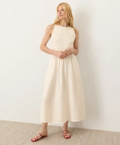 Women Pact Organic Coastal Double Gauze Smocked Dress