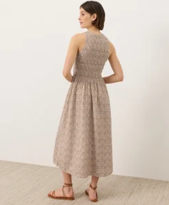 Women Pact Organic Coastal Double Gauze Smocked Dress