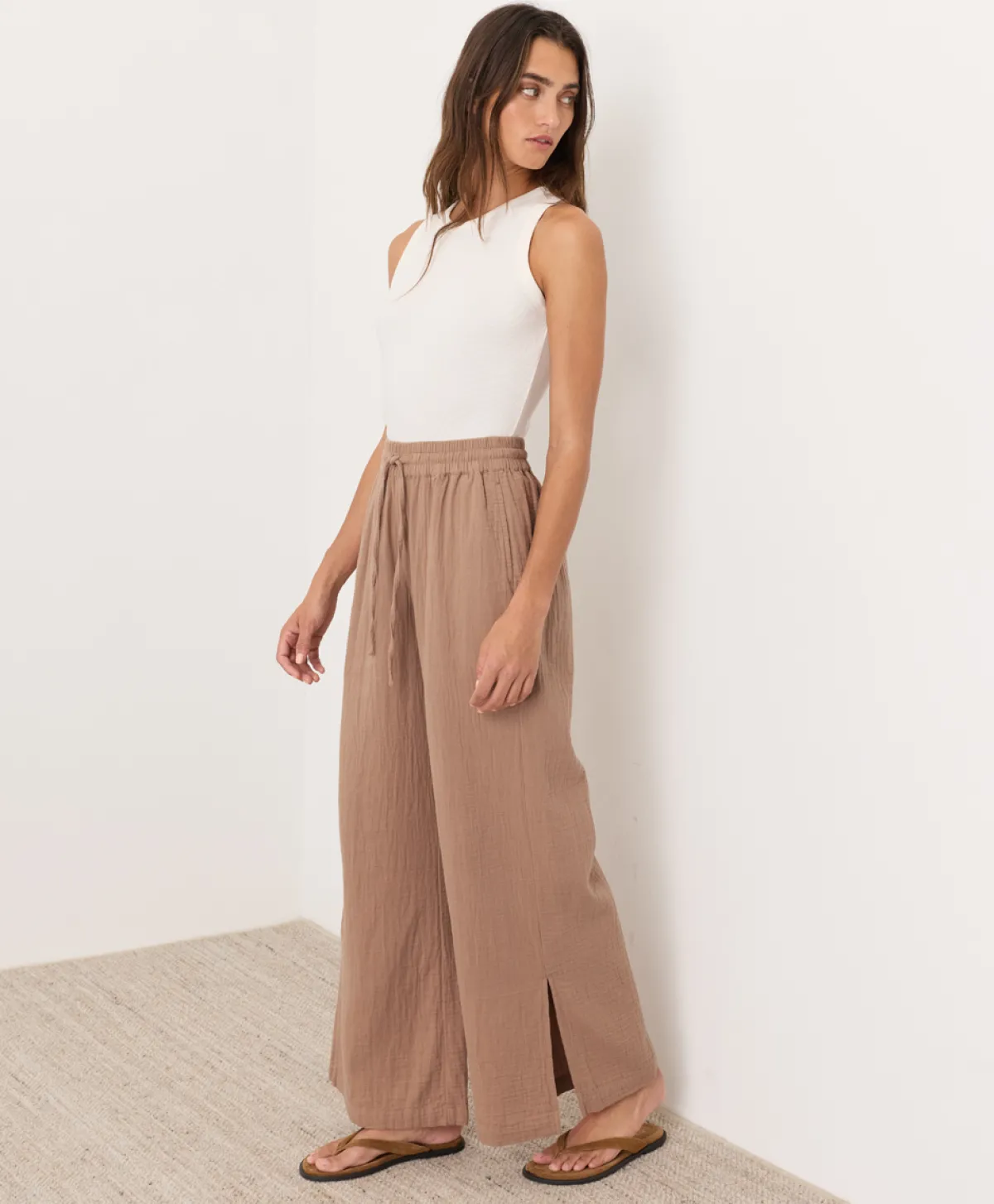 Women Pact Organic Coastal Double Gauze Split Hem Pant