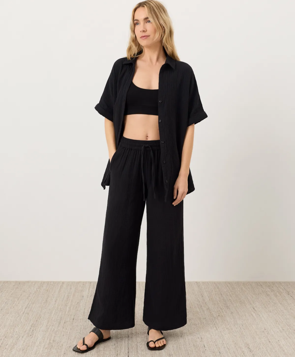 Women Pact Organic Coastal Double Gauze Split Hem Pant