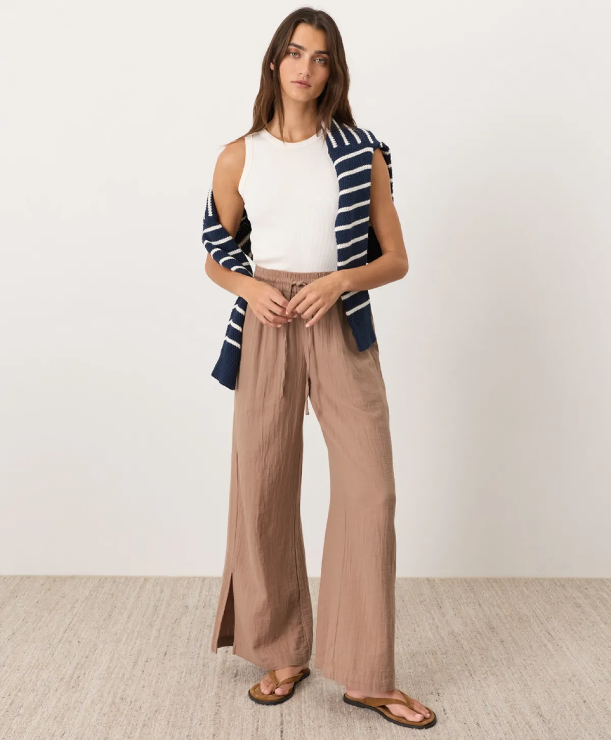 Women Pact Organic Coastal Double Gauze Split Hem Pant