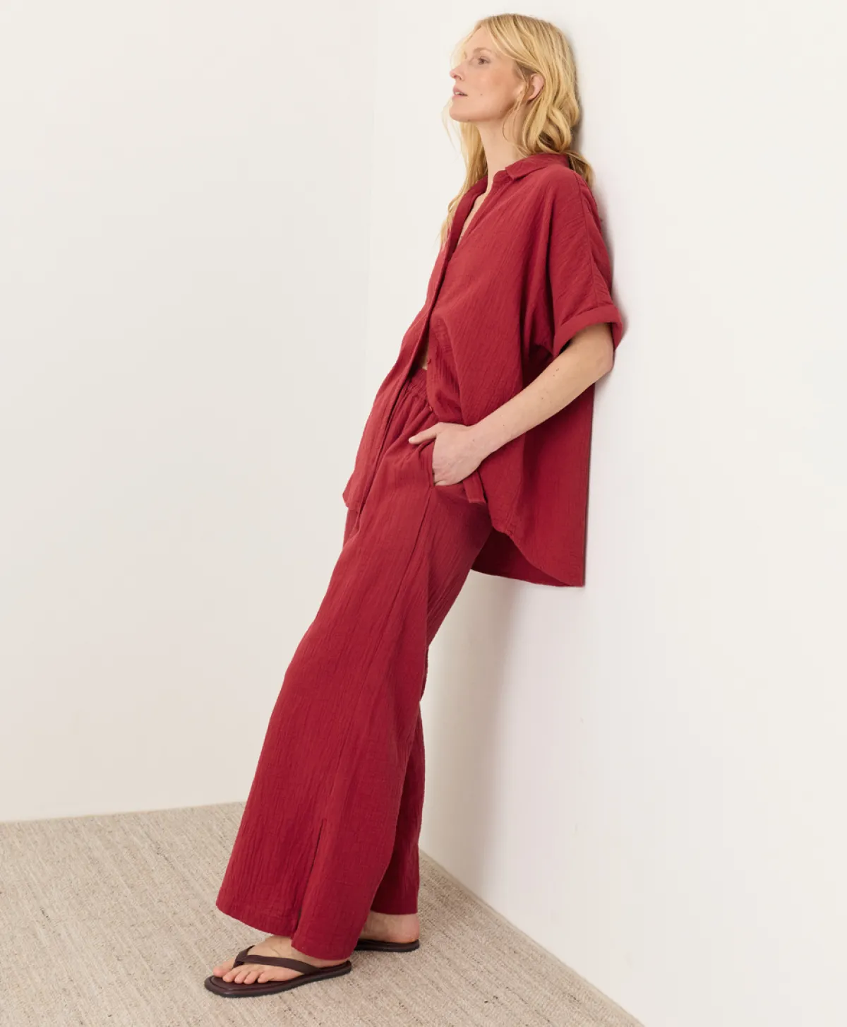 Women Pact Organic Coastal Double Gauze Split Hem Pant