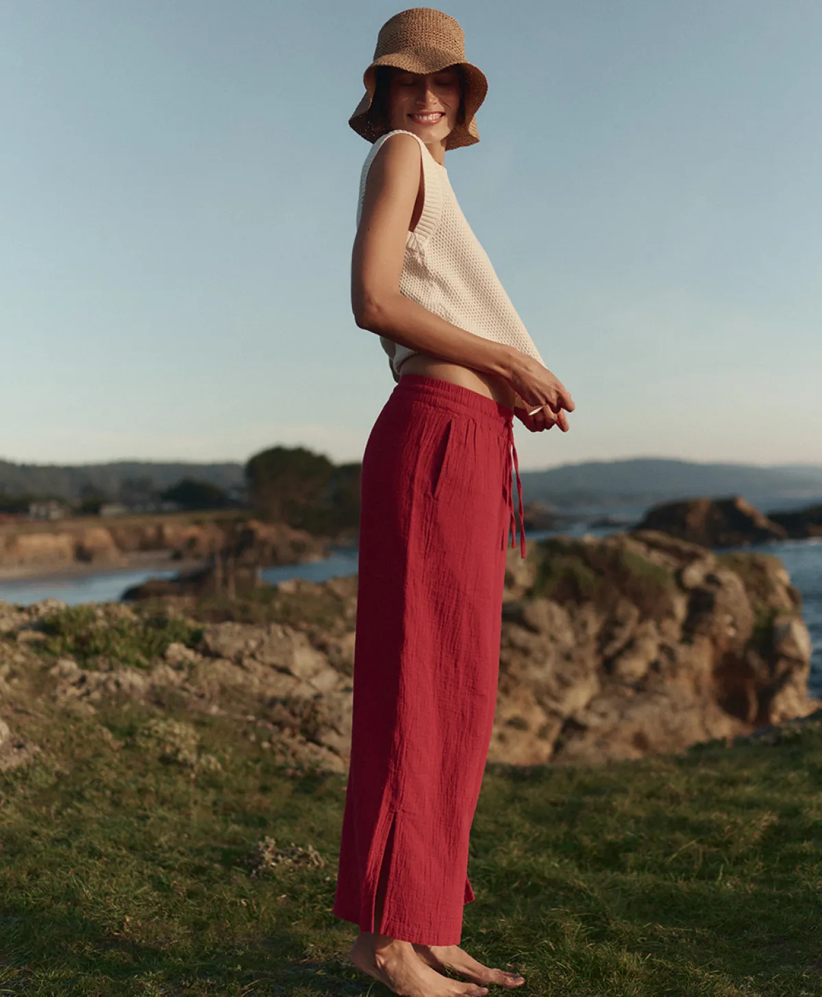 Women Pact Organic Coastal Double Gauze Split Hem Pant