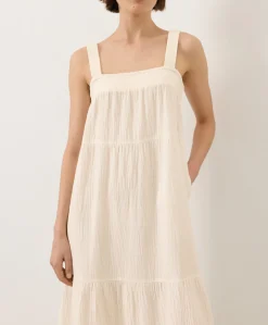 Women Pact Organic Coastal Double Gauze Strappy Tiered Maxi Dress