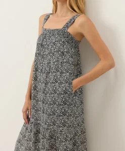 Women Pact Organic Coastal Double Gauze Strappy Tiered Maxi Dress