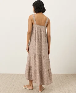 Women Pact Organic Coastal Double Gauze Strappy Tiered Maxi Dress
