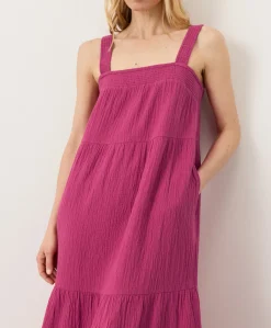 Women Pact Organic Coastal Double Gauze Strappy Tiered Maxi Dress