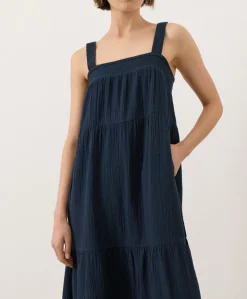 Women Pact Organic Coastal Double Gauze Strappy Tiered Maxi Dress
