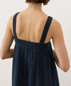 Women Pact Organic Coastal Double Gauze Strappy Tiered Maxi Dress