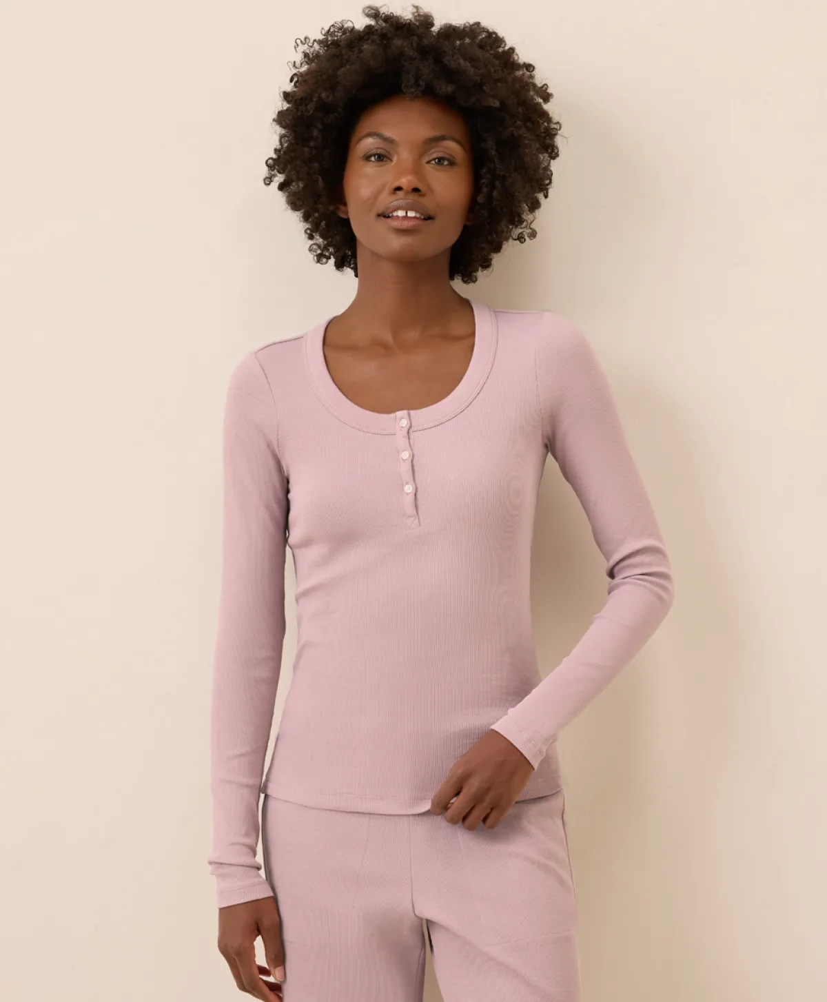 Women Pact Organic Easy Rib Slim Henley