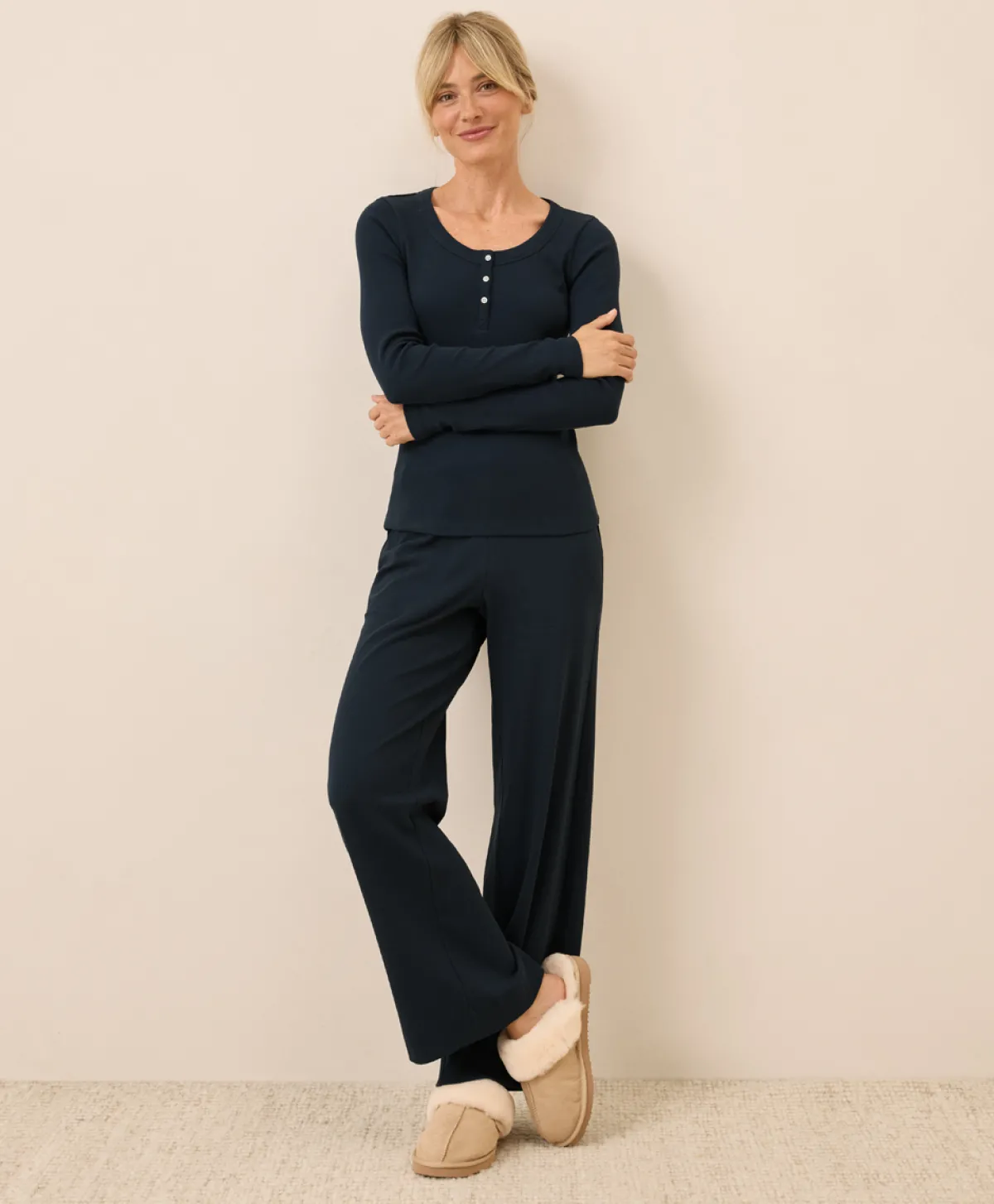 Women Pact Organic Easy Rib Slim Henley