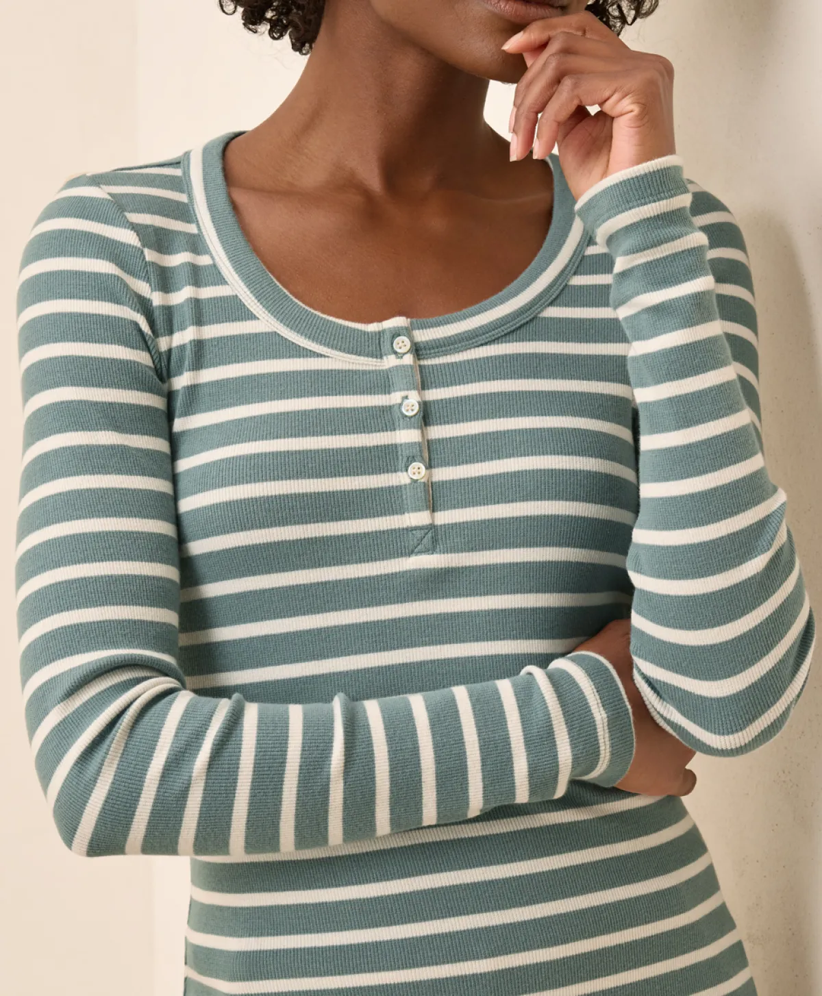 Women Pact Organic Easy Rib Slim Henley