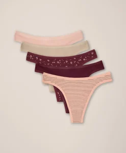 Women Pact Organic Everyday Classic Fit Thong 5-Pack