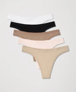 Women Pact Organic Everyday Classic Fit Thong 5-Pack