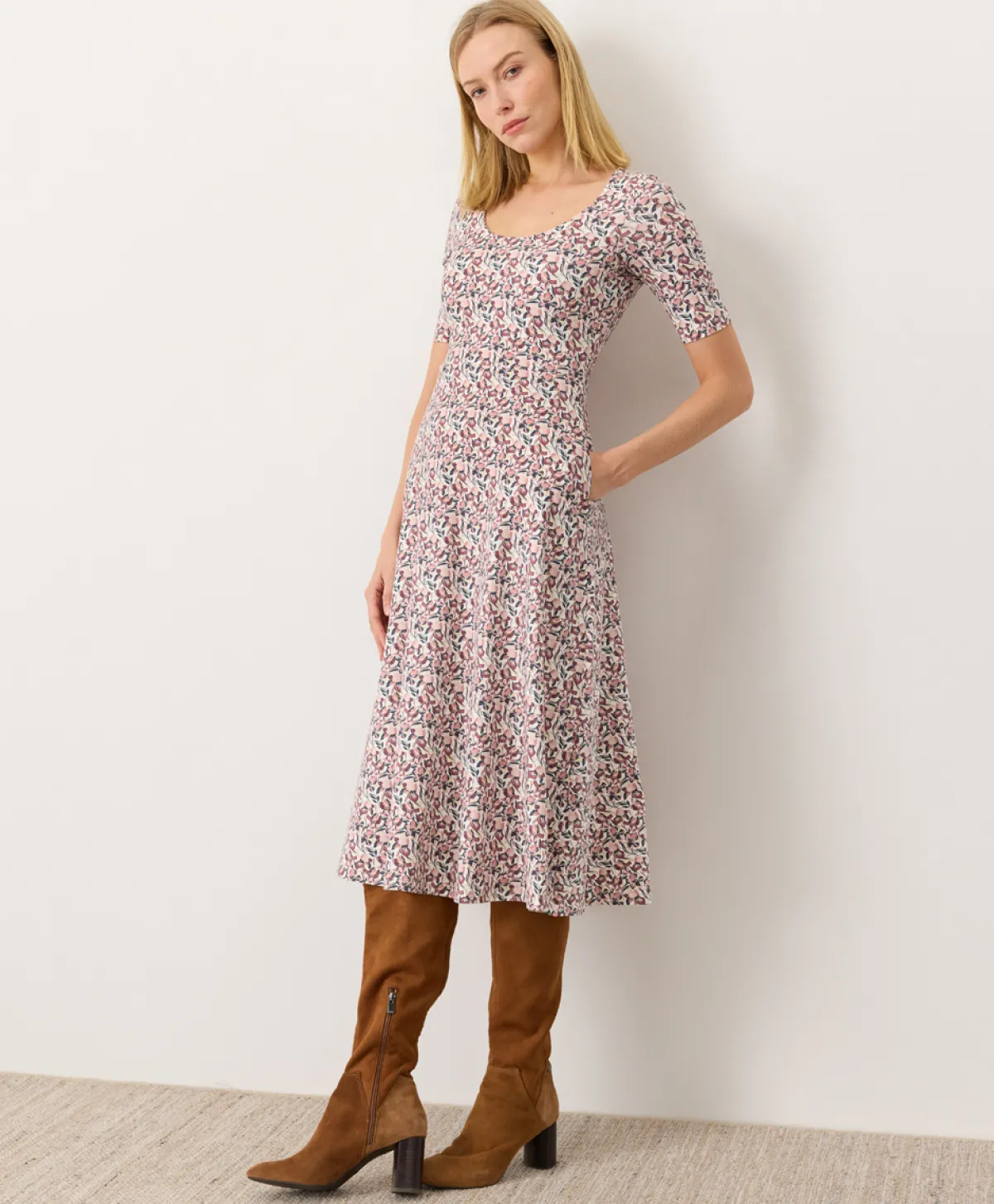 Women Pact Organic Fit & Flare Signature Scoop Dress