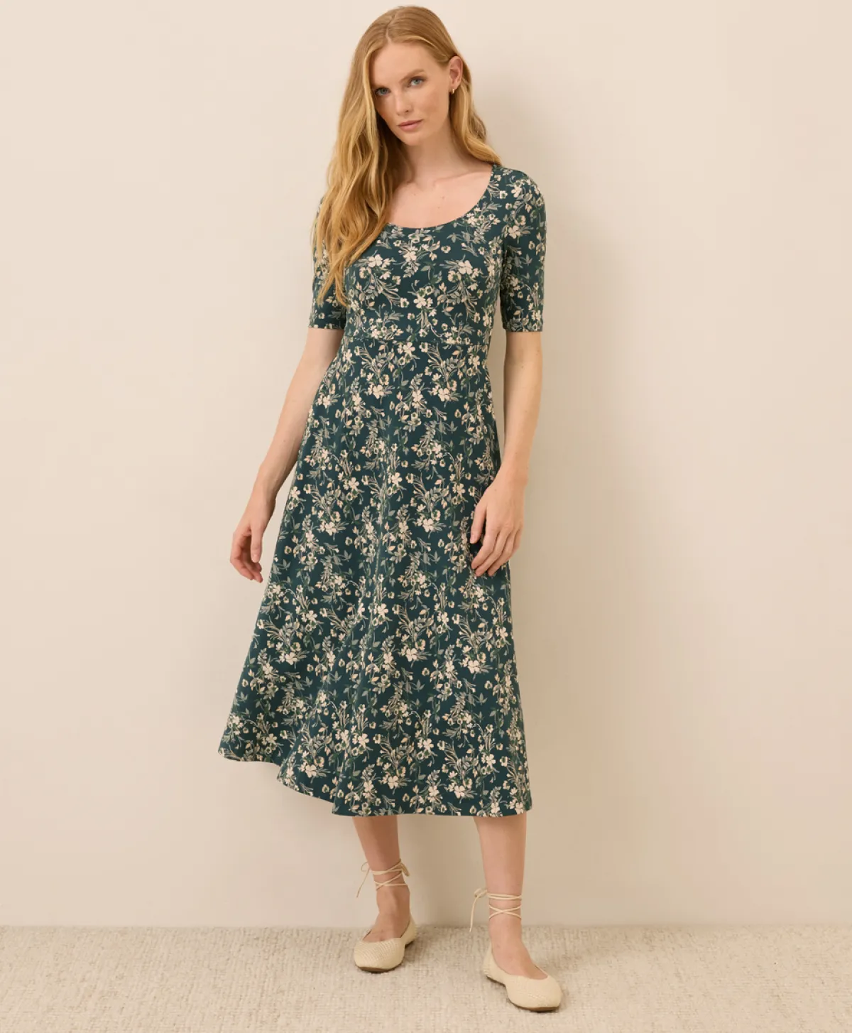 Women Pact Organic Fit & Flare Signature Scoop Dress