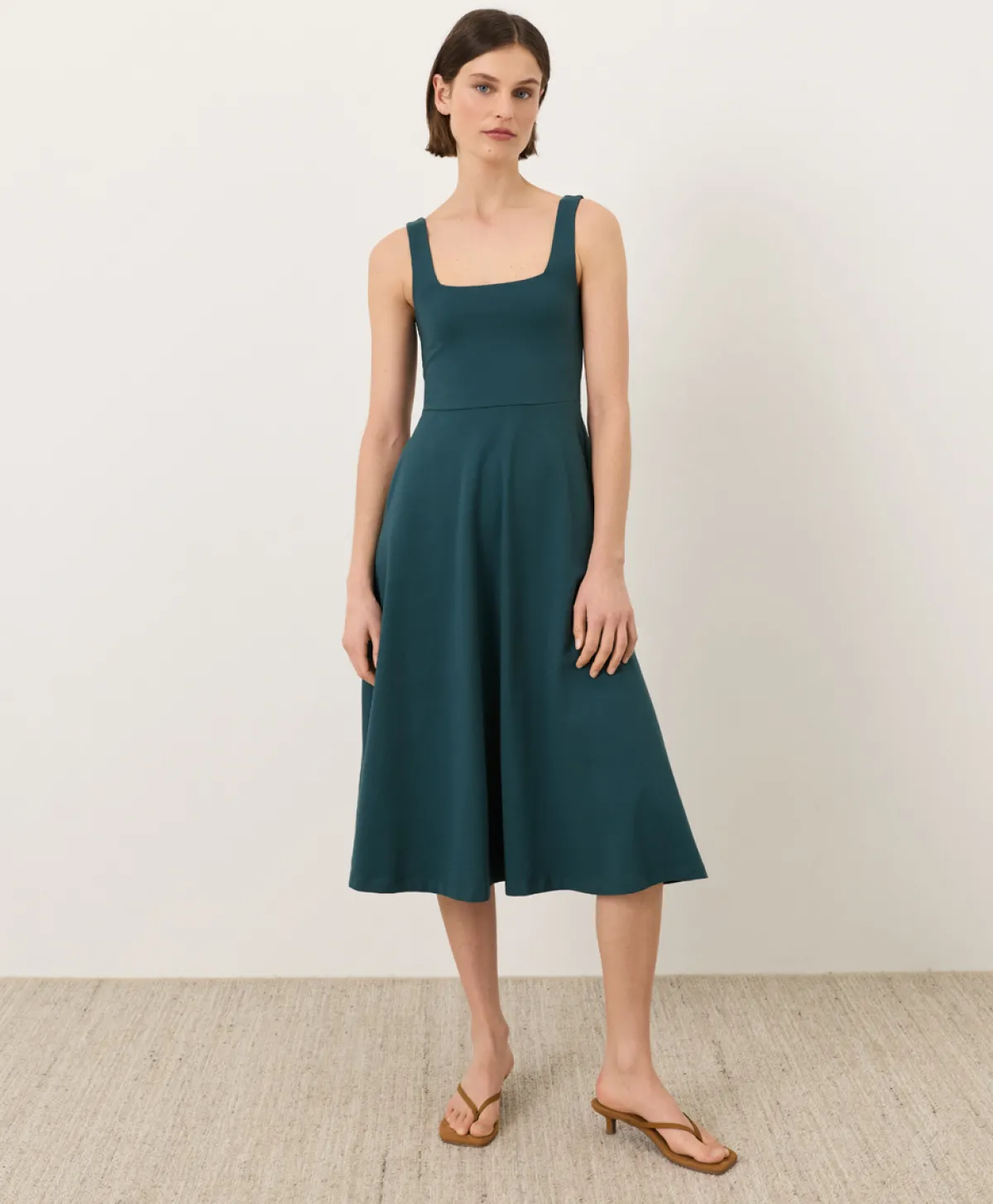Women Pact Organic Fit & Flare Square Neck Dress