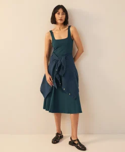 Women Pact Organic Fit & Flare Square Neck Dress