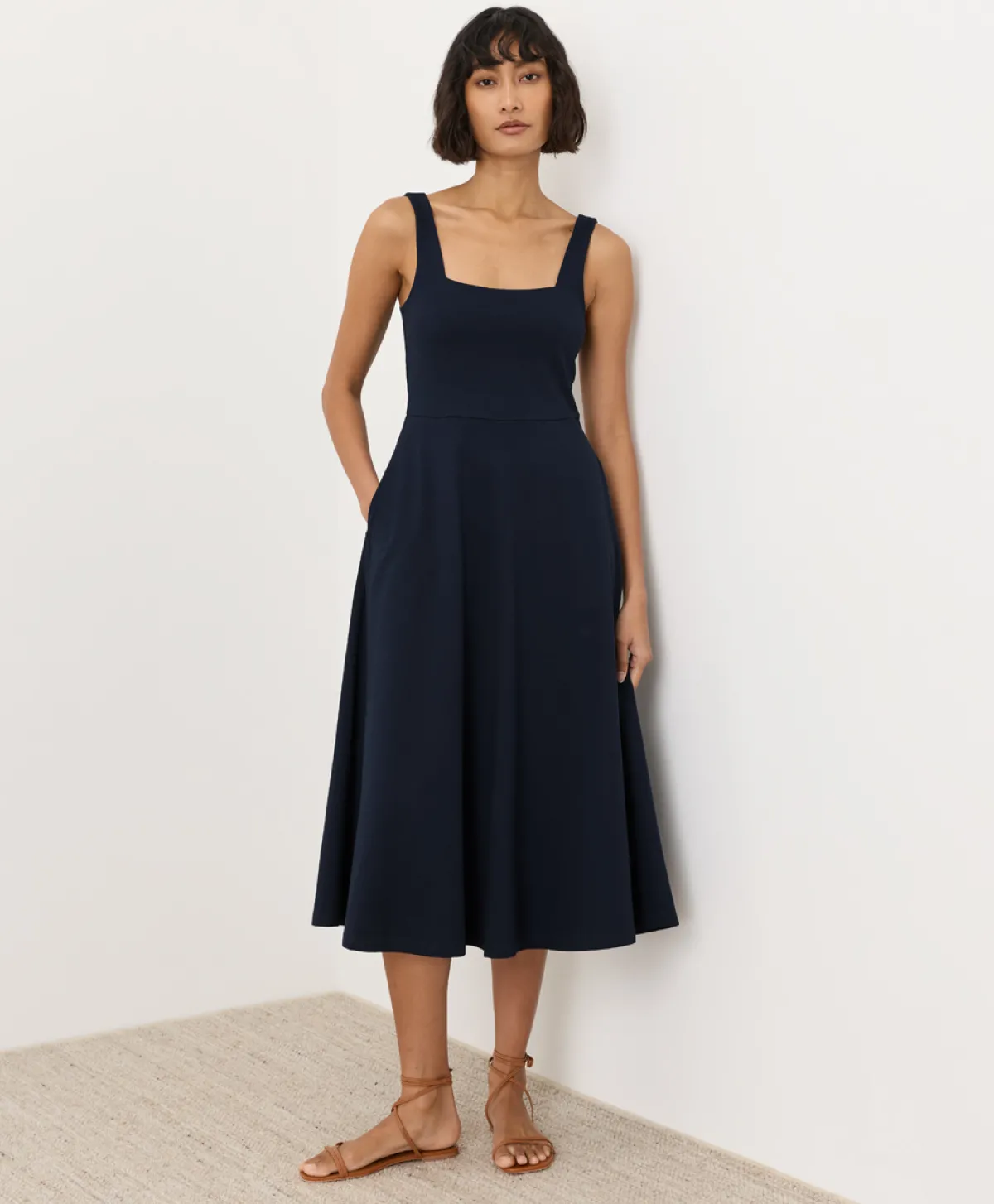 Women Pact Organic Fit & Flare Square Neck Dress