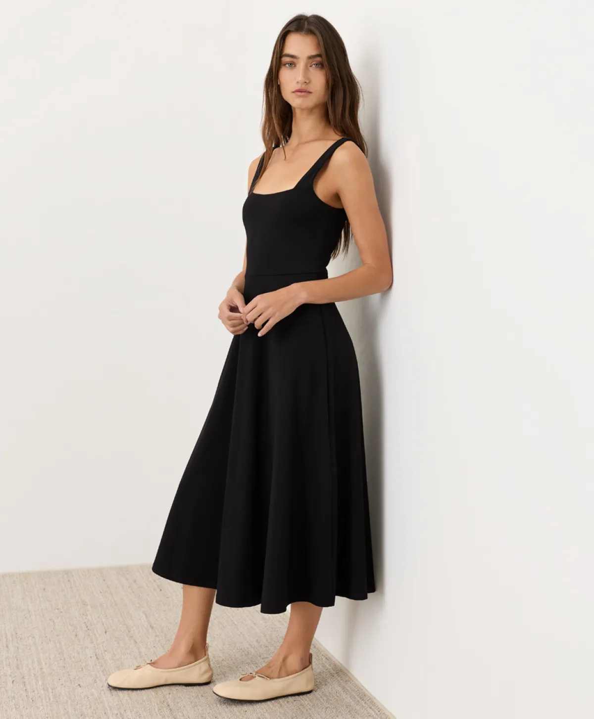 Women Pact Organic Fit & Flare Square Neck Dress