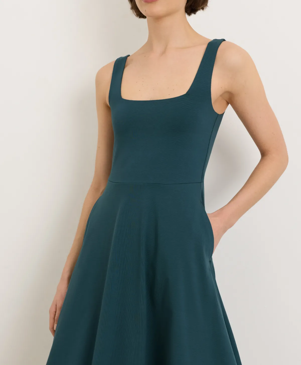 Women Pact Organic Fit & Flare Square Neck Dress
