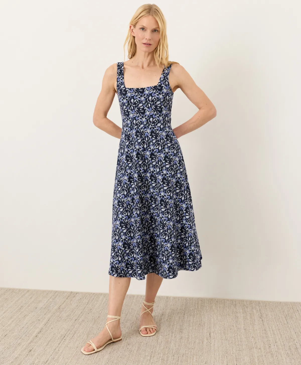 Women Pact Organic Fit & Flare Square Neck Dress